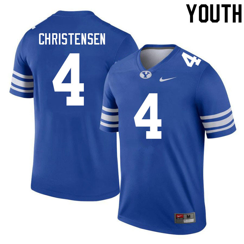 Youth #4 Caleb Christensen BYU Cougars College Football Jerseys Sale-Royal